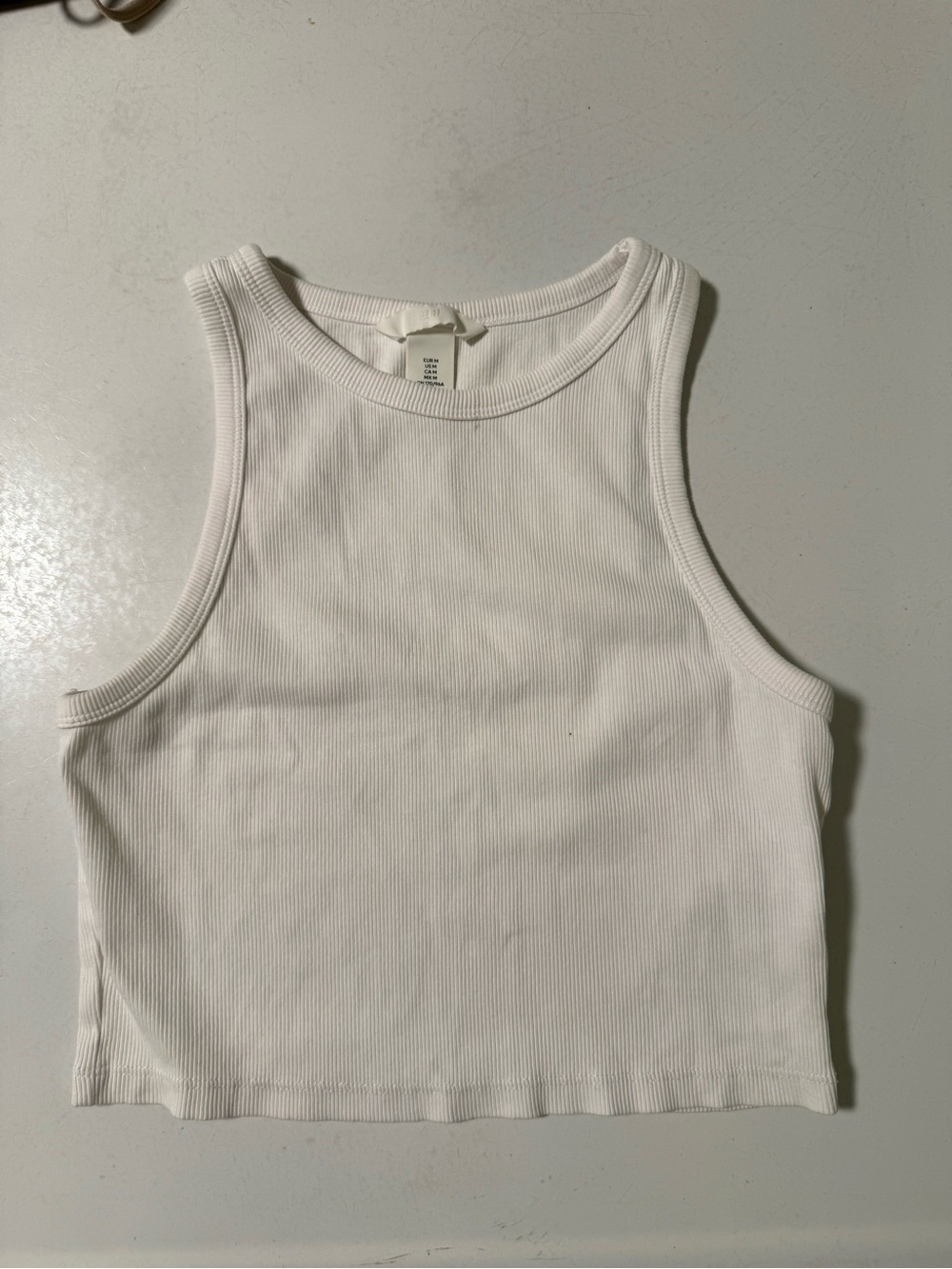 H&M White Ribbed Cropped Tank Top